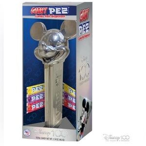 PEZ Dispenser Mickey Mouse Silver 12” 100 Years of Wonder Limited Edition Giant